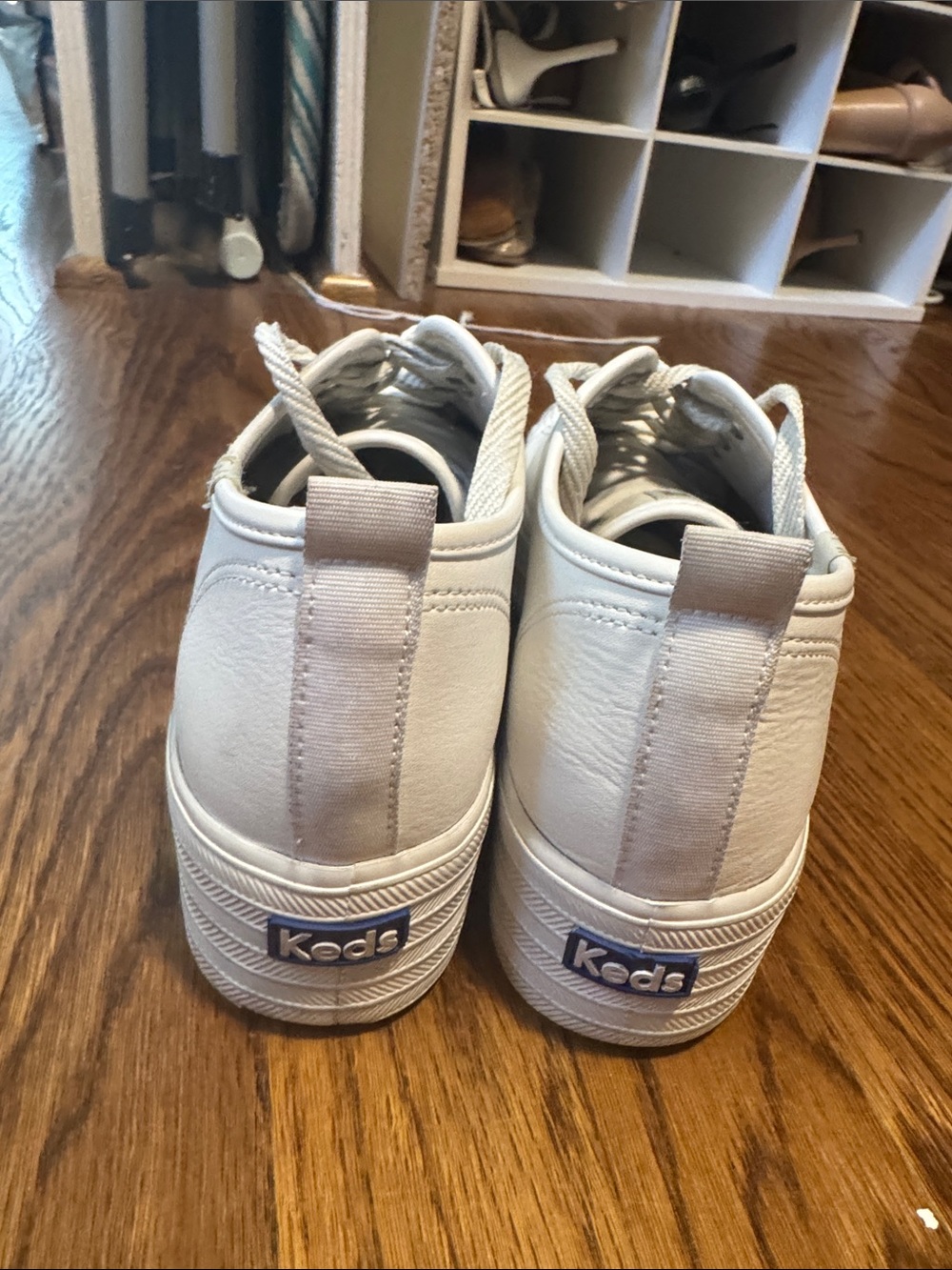 Keds White Leather Platform Sneakers - Picture 4 of 8